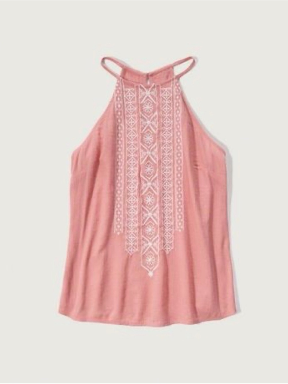 Abercrombie & Fitch Pale Pink Embroidered Gauze High Neck Tank Top Size xs